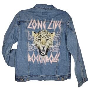 Benie LA "Rock & Roll" Denim Jean Jacket Boutique Punk Edgy NWOT Large